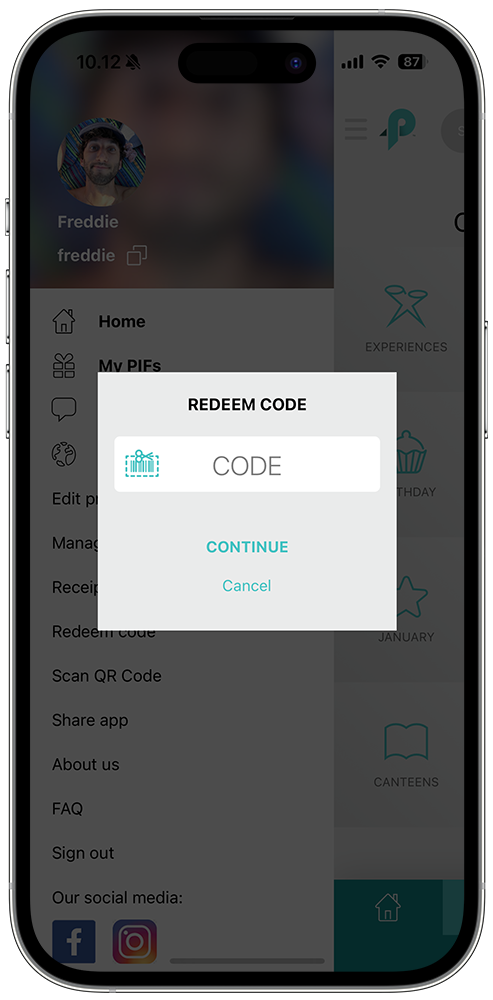 Redeem Code Mockup